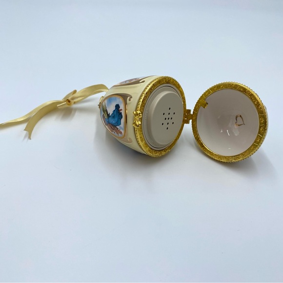 Mr. Christmas Valerie Parr Hill Musical Egg Ornament Trinket Yellow Angels WORKS - Picture 11 of 11